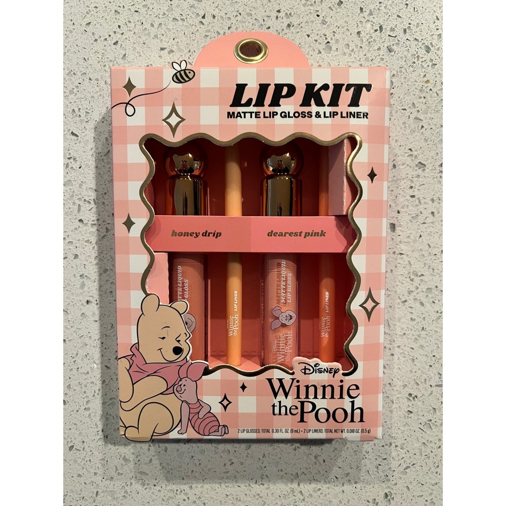 Disney Winnie the Pooh Lip Kit Matte Liquid Lip Gloss and Lip Liner Set NEW